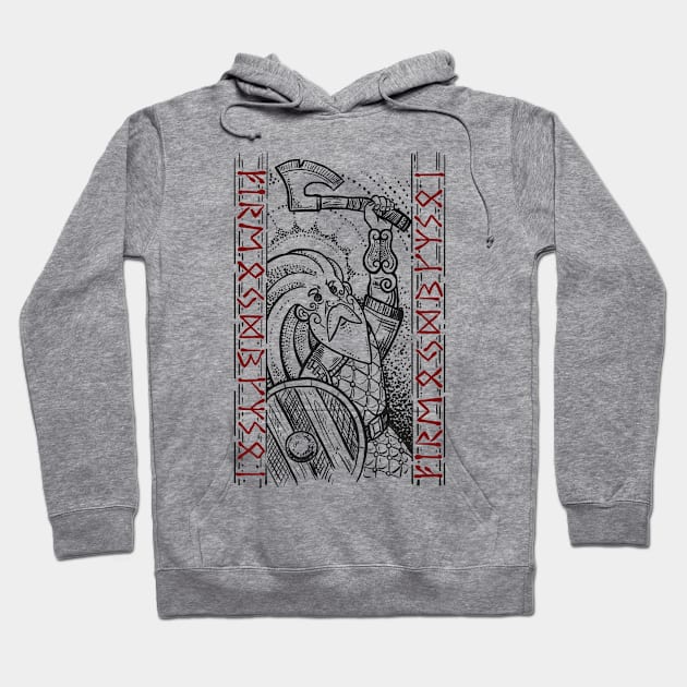 Viking with runes Hoodie by BlackForge